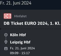 DB Ticket Euro '24 1. Klasse / Bahnticket EM Köln-Leipzig (21.6.) Bonn - Bonn-Zentrum Vorschau