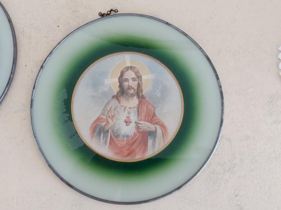 2 alte Heiligenbilder polychrom Jesus Maria Frankreich Shabby in Mönchengladbach