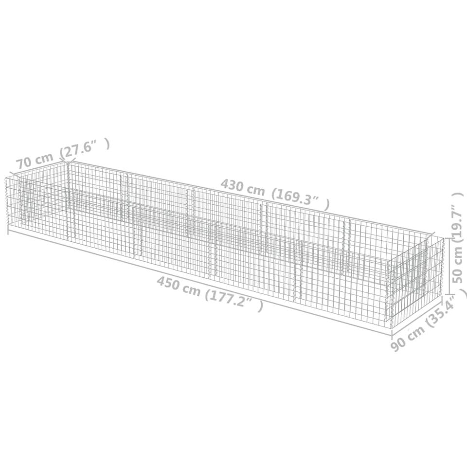 Gabionen Hochbeet Verzinkter Stahl Gartenbeet 450x90x50 cm in Bad Kissingen