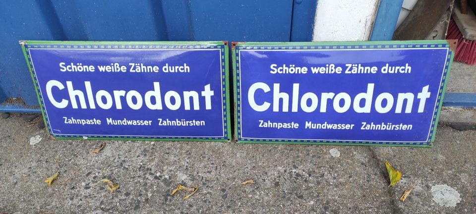 Blechschilder / Emalieschild groß 2 Stück Chlorodont sehr alt in Dresden