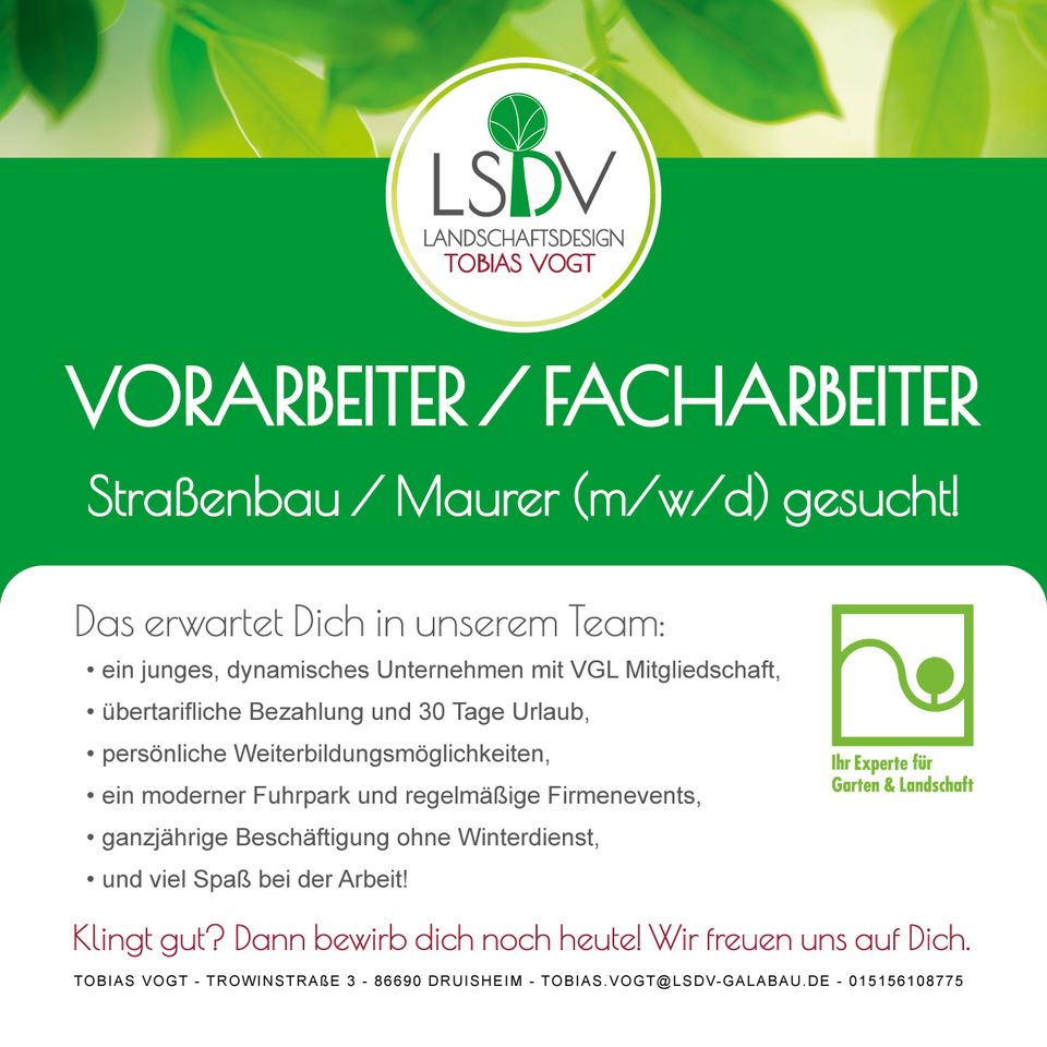 Vorarbeiter / Facharbeiter Straßenbau/Maurer (m/w/d) in Mertingen