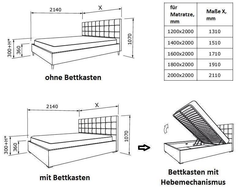 POLSTER BETT MIT KASTEN 180X200, 160/140 ALLE MASSEN FARBEN NEU! in München