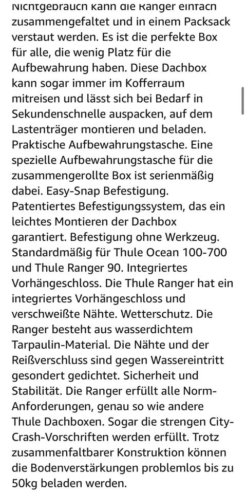 Thule Dachbox Ranger 90 gebraucht in Solingen
