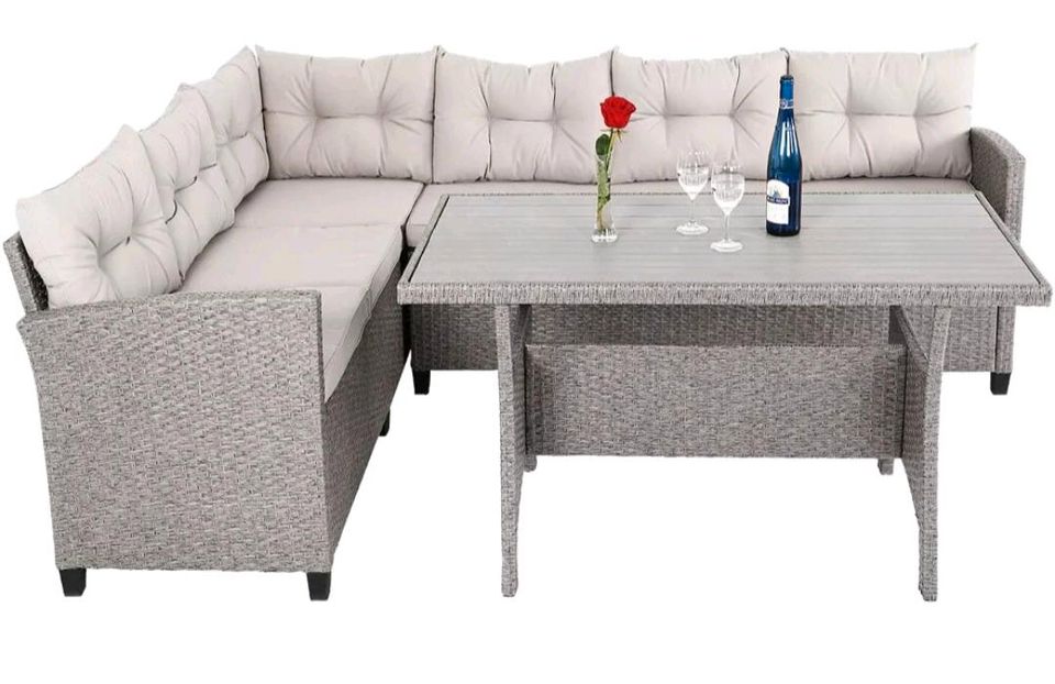 Polyrattan Lounge Set WPC Tisch Garten Balkon Sitzgruppe Lounge in Heilbronn