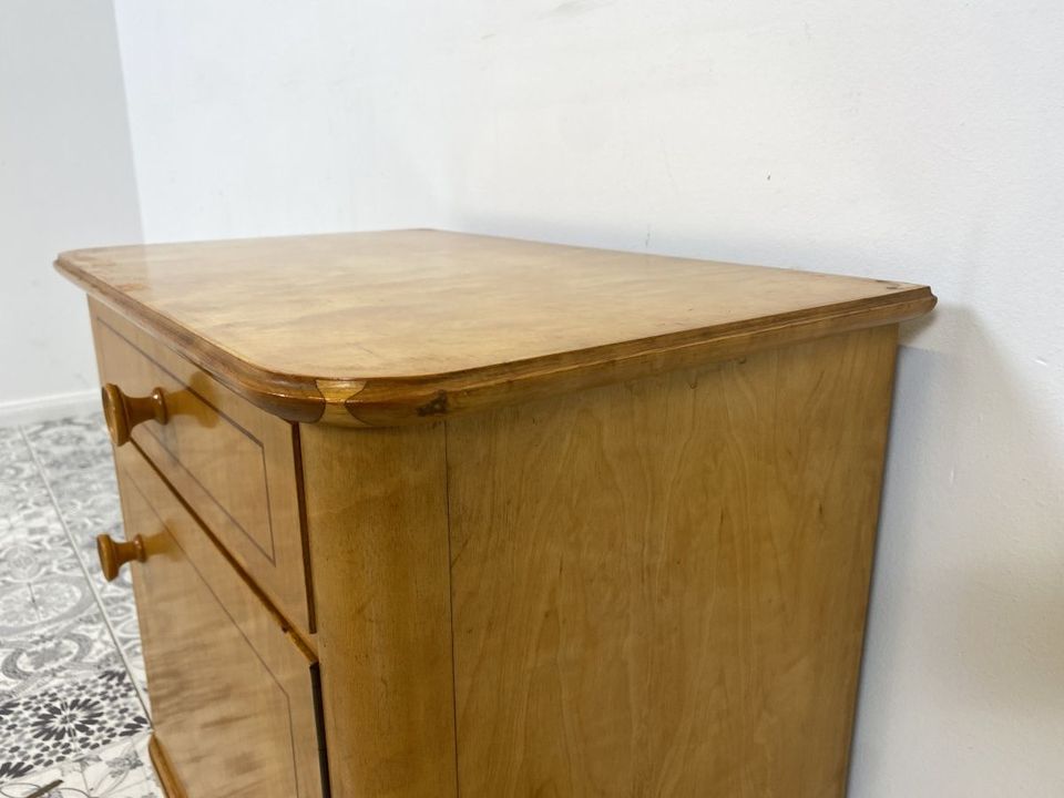 WMK Hübscher & geräumiger Mid-Century Nachttisch aus vollem Holz mit Schublade und hübschen Holzgriffen # Nachtschrank Nachtschränkchen Nachtkommode Kommode Beistelltisch 50er 60er Vintage Retro in Berlin