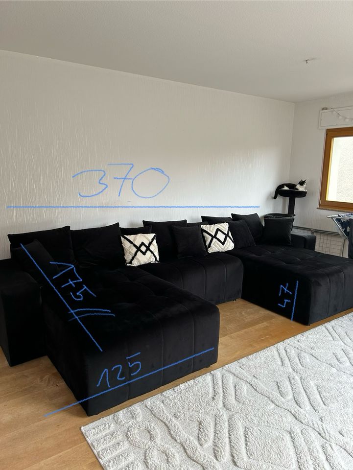 Sofa Lounge schwarz Samt 370x175 cm neuwertig in Dortmund