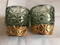 2X Windlicht Glas Teelichthalter gold, grün 9x9 cm Baden-Württemberg - Leonberg Vorschau