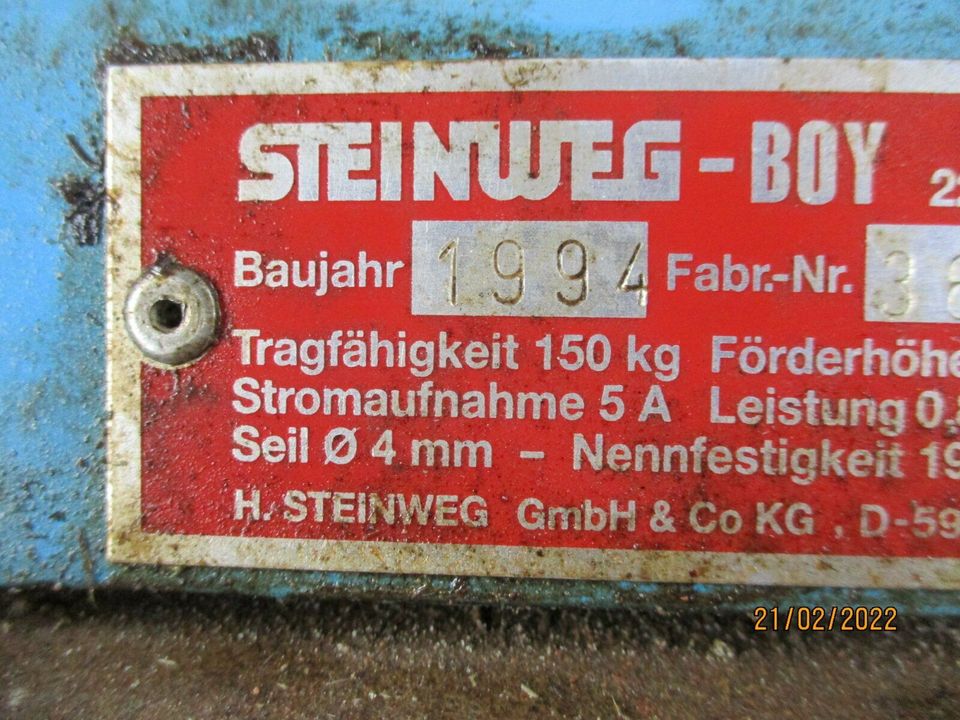 BUG/BT51: STEINWEG BOY Gerüstaufzug max.150kg max.40m Seil Ø4mm in Plauen