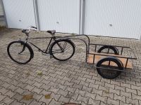Oldtimer Fahrradgespann Miele Herrenfahrrad mit Anhänger Vintage Bayern - Königsbrunn Vorschau