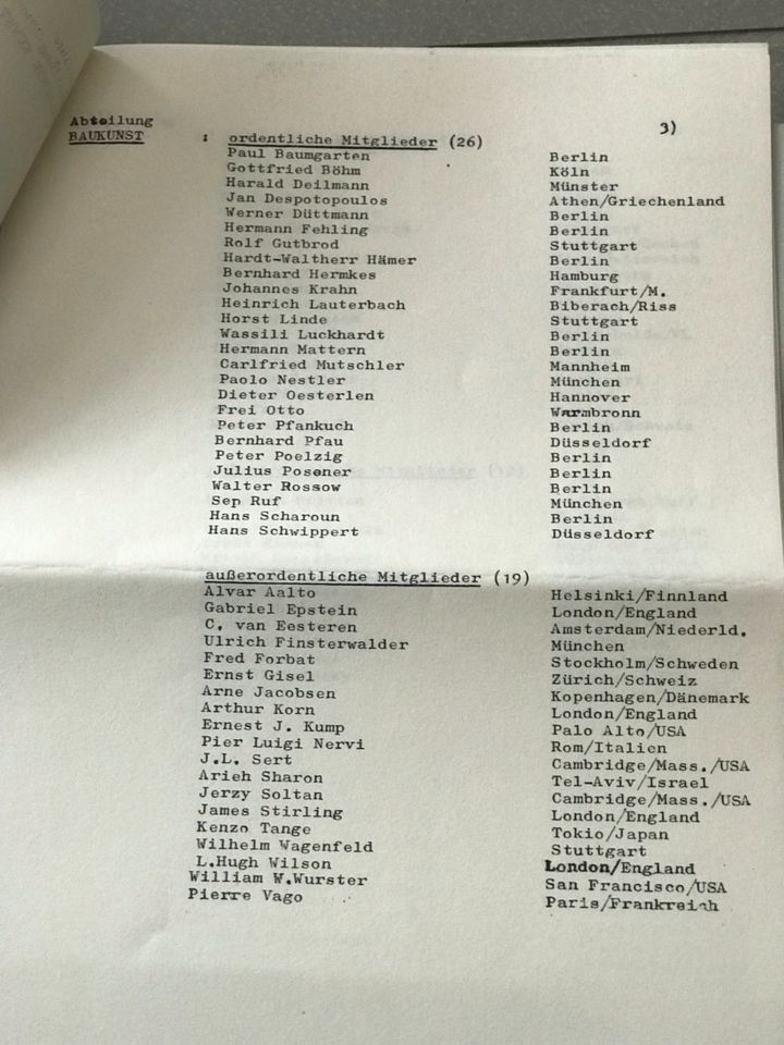 Buch Akademie der Künste mit Mitgliederverzeichnis 1971 in Hamburg