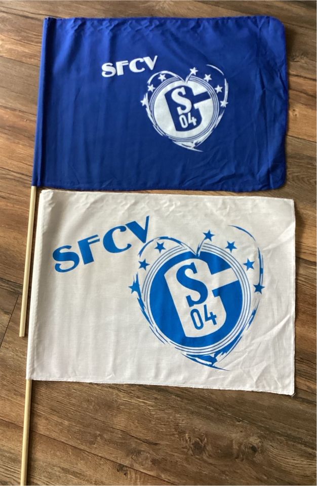 Schalke 04 # 2 Stockfahnen # Fahne # Flagge # Set in Gelsenkirchen