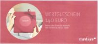 Mydays Wertgutschein im Wert von 140,00 Euro Niedersachsen - Loxstedt Vorschau
