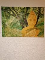 Acrylbild Buddha im Wald mit Blattgold, grün-gold, auf Leinwand Baden-Württemberg - Waldenbuch Vorschau