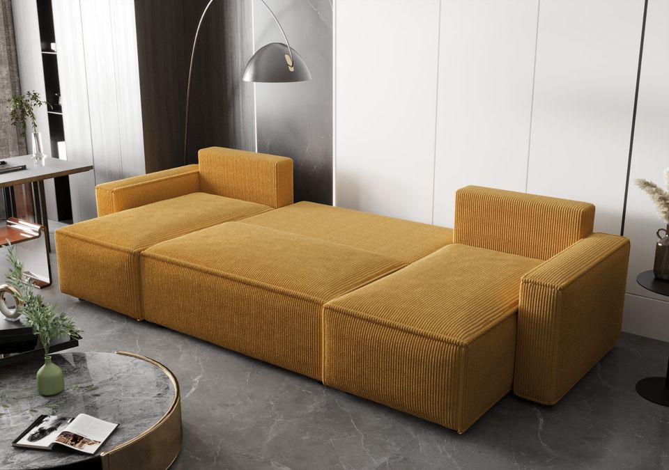 Ecksofa AMRO2 Wohnlandschaft Schlafsofa Cord Bettkasten Modern in Berlin