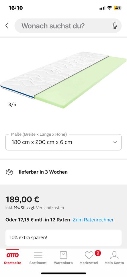 Schlafzimmer  , neue  über Matratze toper in Bochum