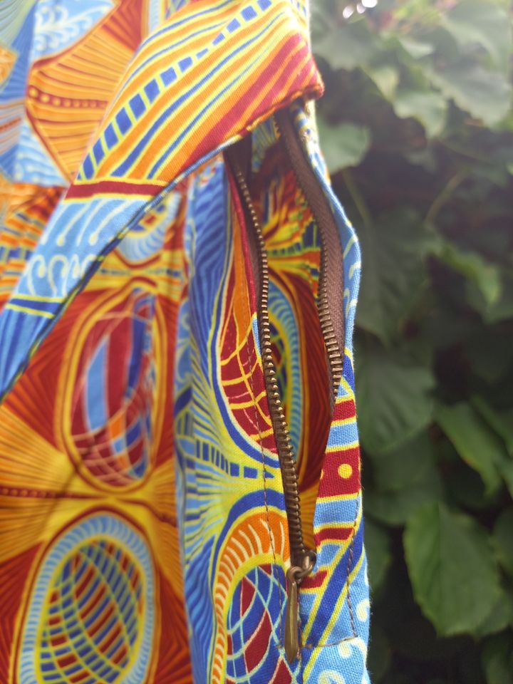 afrikanisches Kleid Gr. S Kente orange blau NEU 100% Baumwolle in Denzlingen