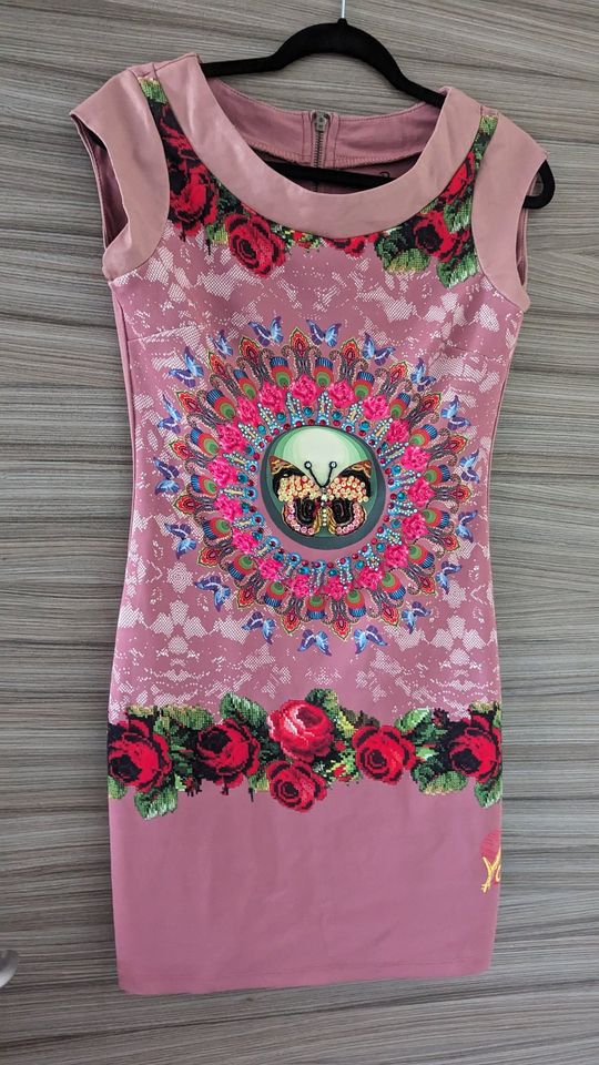 Rosa Sommerkleid Gr. S/M Verziertes Kleid Kunstlederabsatz 38 You in Lage