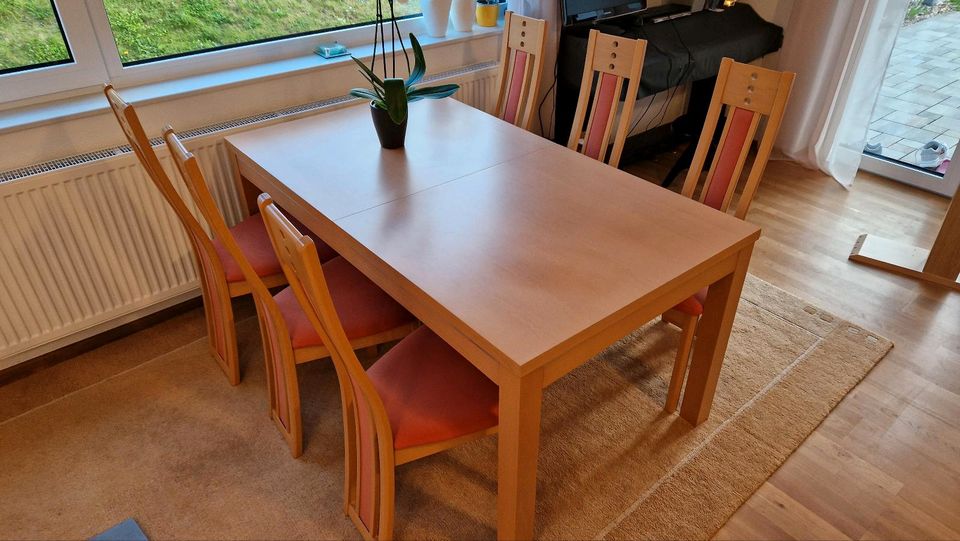Tisch ausziehbar+ 6x Stühle Gruppe von Effezeta TOP Holz massiv in Michelstadt