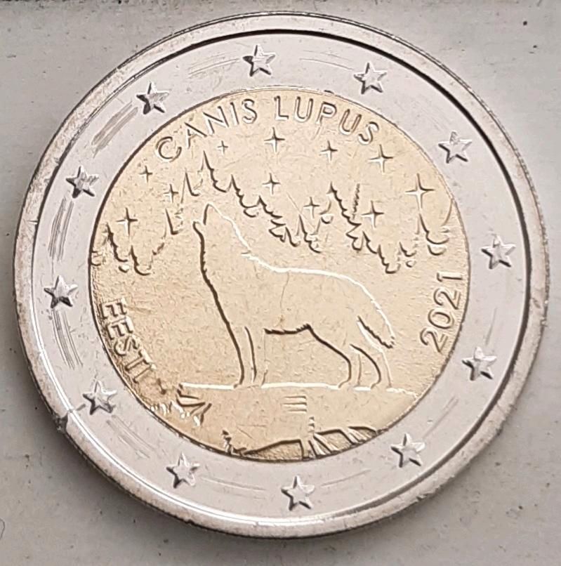 2 Euro Estland 2021 Nationaltier Wolf Canis Lupus in Osnabrück