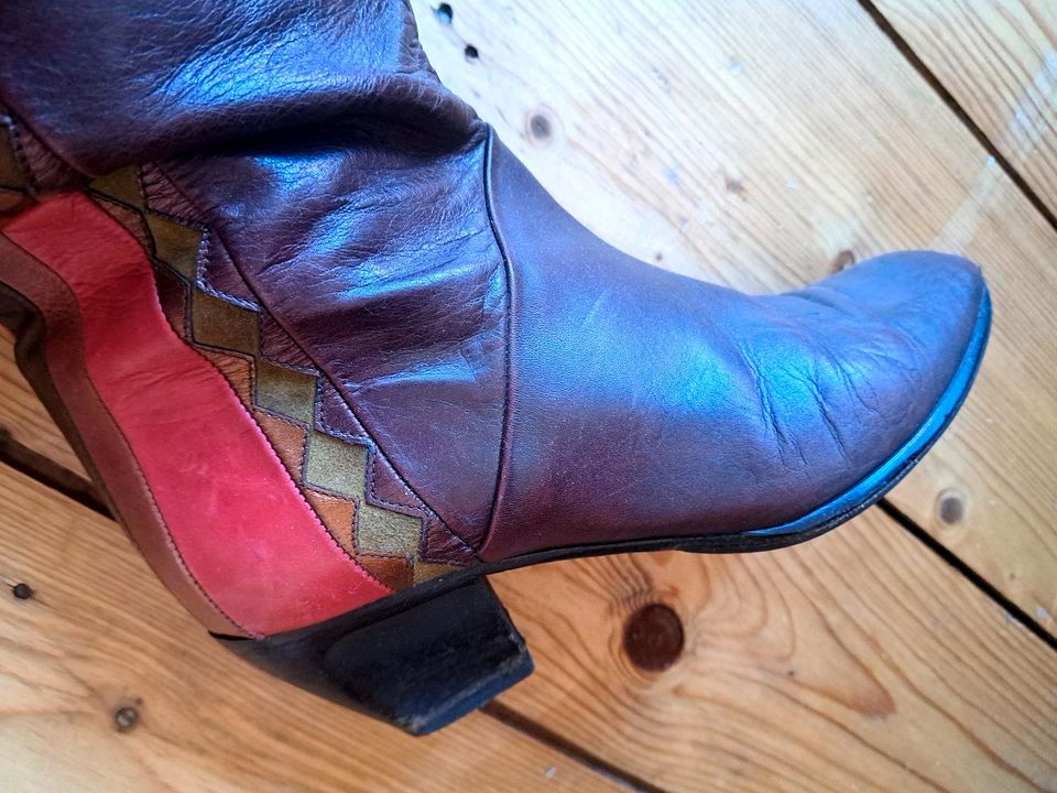 Vintage Stiefel 37 Lederstiefel Hochwertig Designer Patchwork in Hannover