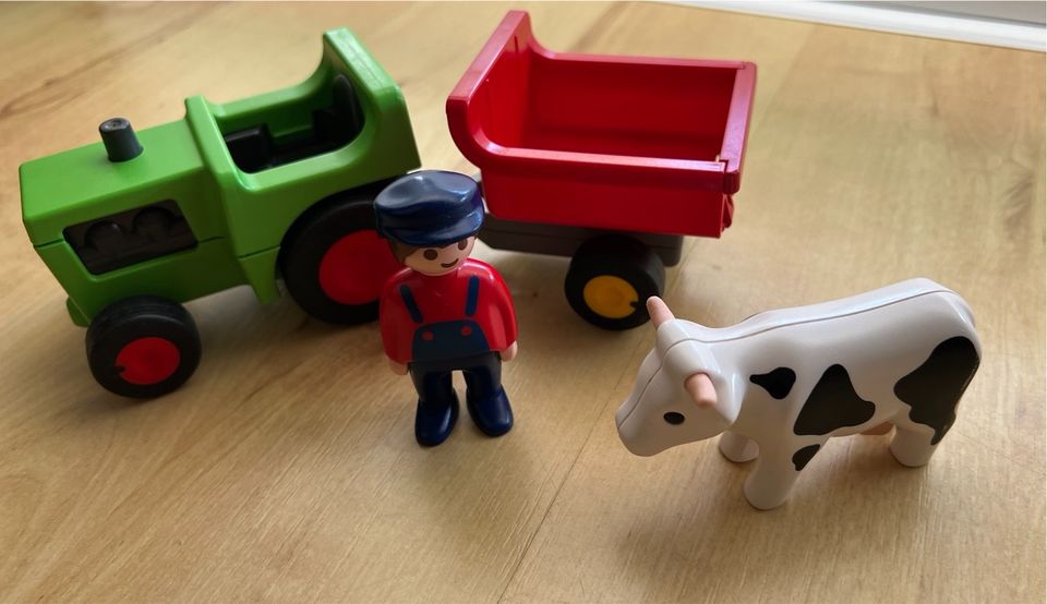 Playmobil 1.2.3 6715 Traktor mit Anhänger und Kuh in Brüsewitz