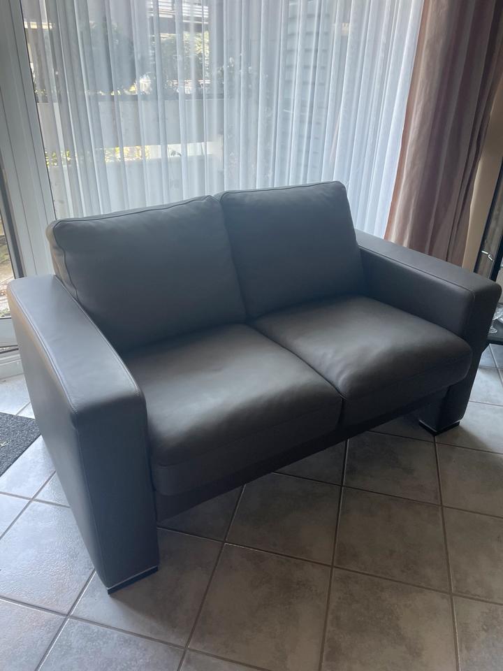 GEPADE Designer Leder Sofa Zweisitzer + Dreisitzer Grau Neuwertig in Langenfeld
