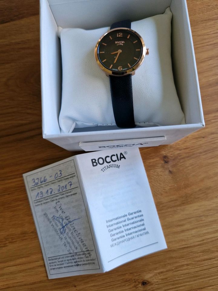 BOCCIA Titanium Armbanduhr Damen schwarz vergoldet in Lübeck