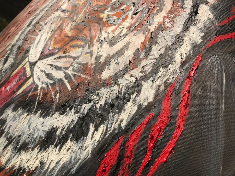 Tiger Asien China Indien König Dschungel Kunst Ölbild Bild 1m in Schwerte