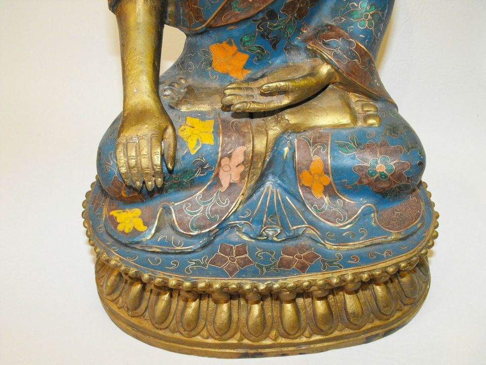 sehr schöner großer alter Cloisonne Buddha 39 cm 5370 Gramm in Weitefeld