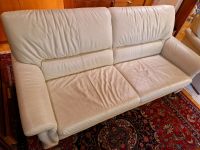 Sitzgruppe Sofa Sessel Hocker Couch Leder beige Stuttgart - Plieningen Vorschau