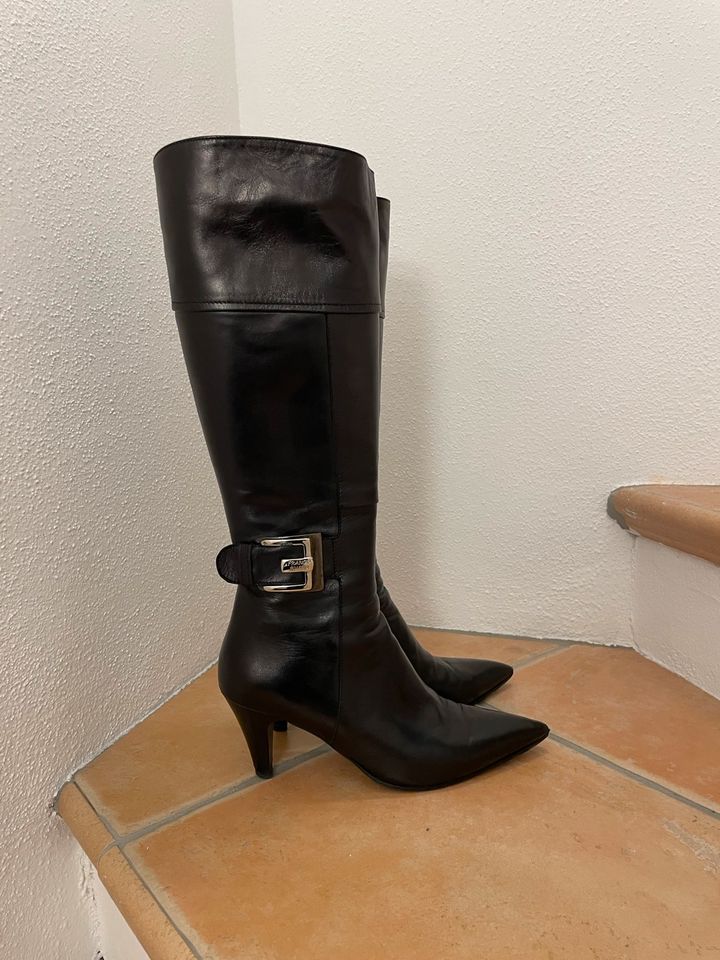 Feminine Stiefel Rock-Stiefel schwarz 39 von Franco Russo Leder in Schechen
