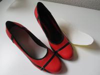 Damenschuhe, Tanzschuhe, Sommerpumps, rot schwarz, Pfennigabsatz Hessen - Nidderau Vorschau