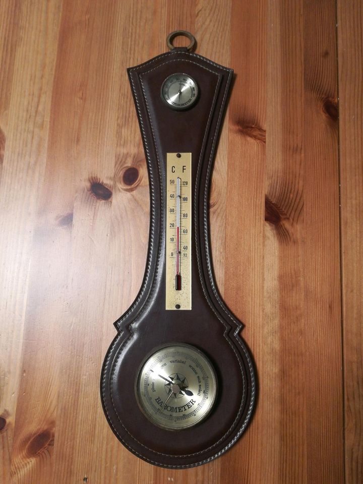 Wetterstation Leder Barometer Hygrometer Thermometer Retro in Duisburg