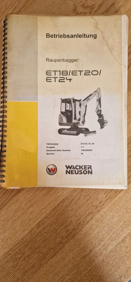 Bagger Wacker Neuson ET18 20 24 Betriebsanleitung in Königsbronn