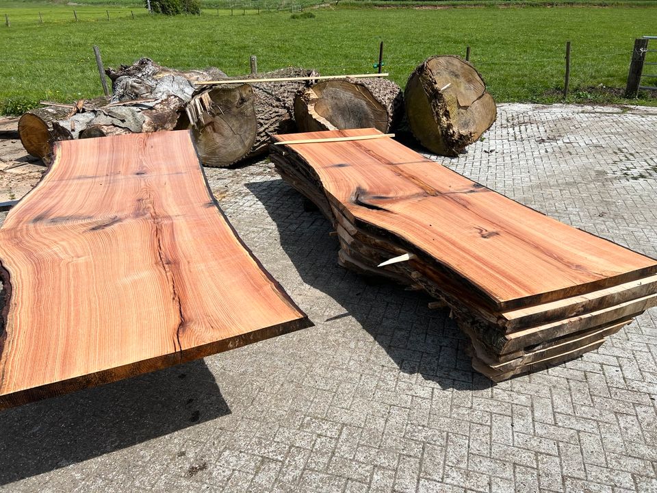 XXL Tischplatten mit Baumkante Bretter Bohlen Tisch Bänke Theke in Hamminkeln