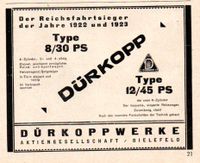 Dürkopp 8/30 + 12/45 Werbung Reklame - Anzeige Vintage 1924 Baden-Württemberg - Schopfheim Vorschau