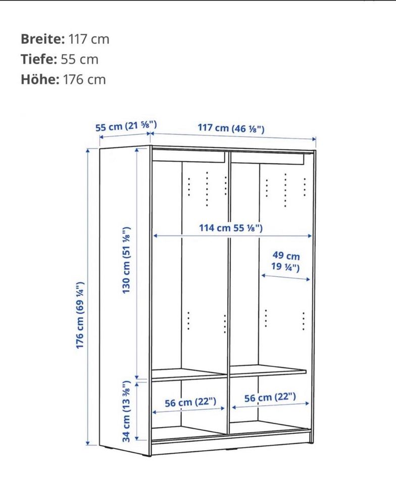 Ikea Kleppstad Kleiderschrank mit Schiebetüren in Groß-Gerau