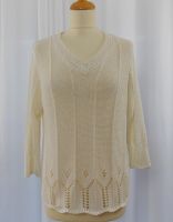 Damen Sommer Strickpullover V-Ausschnitt Beige 3/4 Arm Gr. 44/2XL Hessen - Herleshausen Vorschau