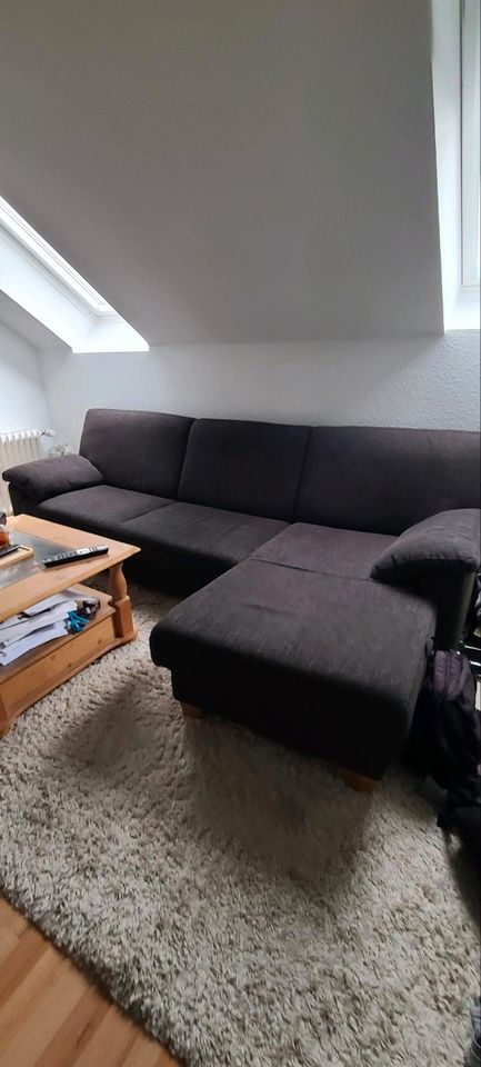Braunes Sofa mit Recamiere in Wuppertal