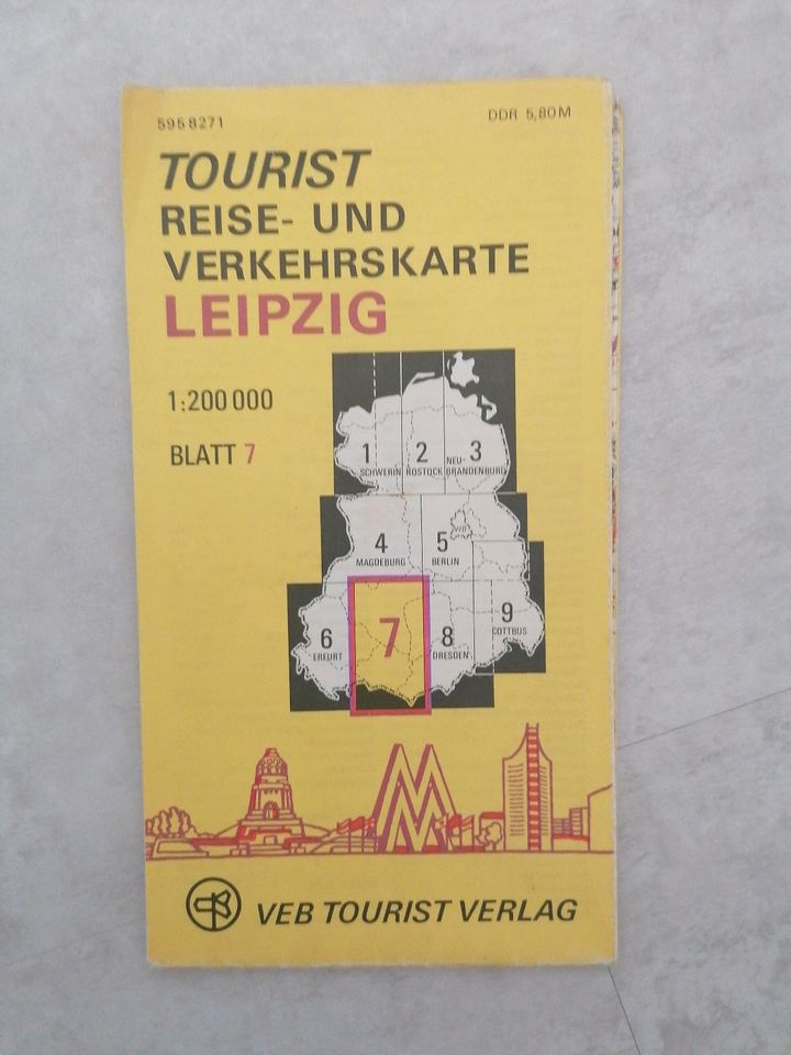 DDR Landkarte, Reisekarte Verkehrskarte Karte Leipzig Blatt 7 in Chemnitz