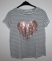 Gestreiftes Shirt mit Pailletten Besatz Gr.40 42 44 46 Hessen - Dautphetal Vorschau