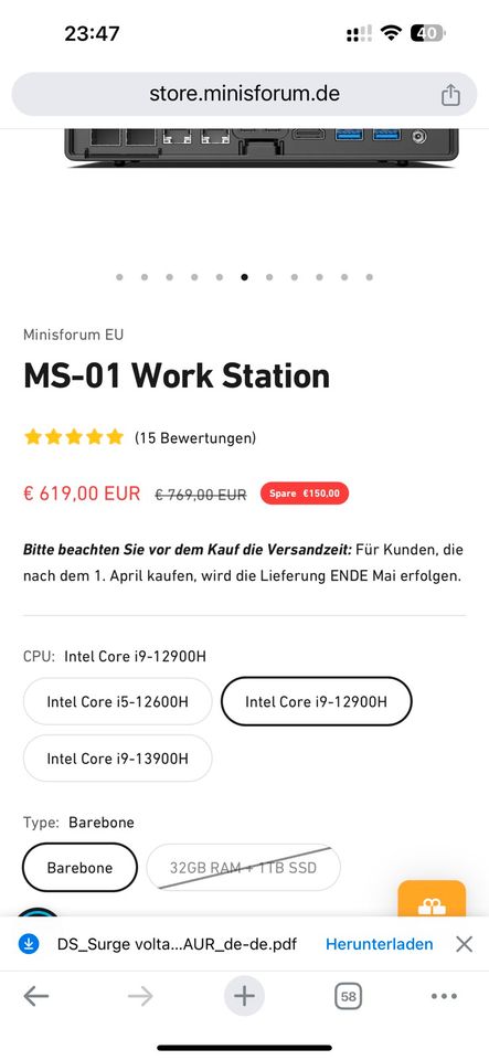 MS-01 Work Station i912900h in Regensburg