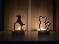 Teelichthalter mit Einschieber - Hund und Katze - Deko aus Raysin Hessen - Schotten Vorschau