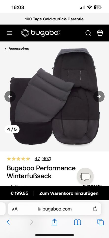 Bugaboo Performance Fußsack Winterfußsack wie Neu in München