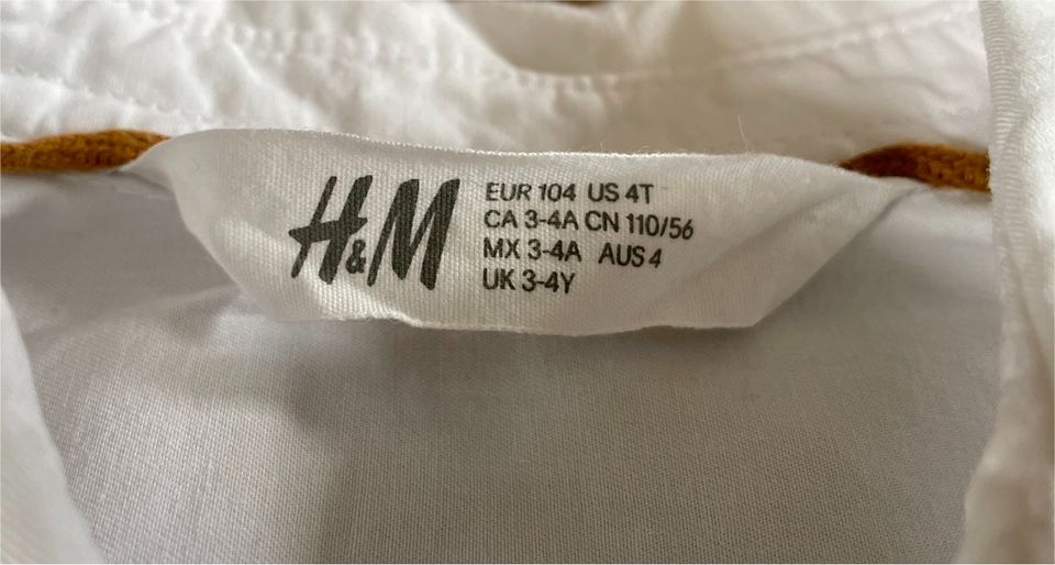 Hemd H&M Gr. 104 für Jungen weiß in Limbach-Oberfrohna