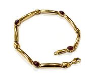 Feines Armband Gelb Gold 750/- 18k m roten Farbsteinen  20,5cm Hannover - Mitte Vorschau