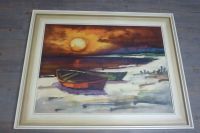 Gemälde handsigniert Arnold Schatz, Boote am Strand 96x76x5 cm Rheinland-Pfalz - Waldesch Vorschau