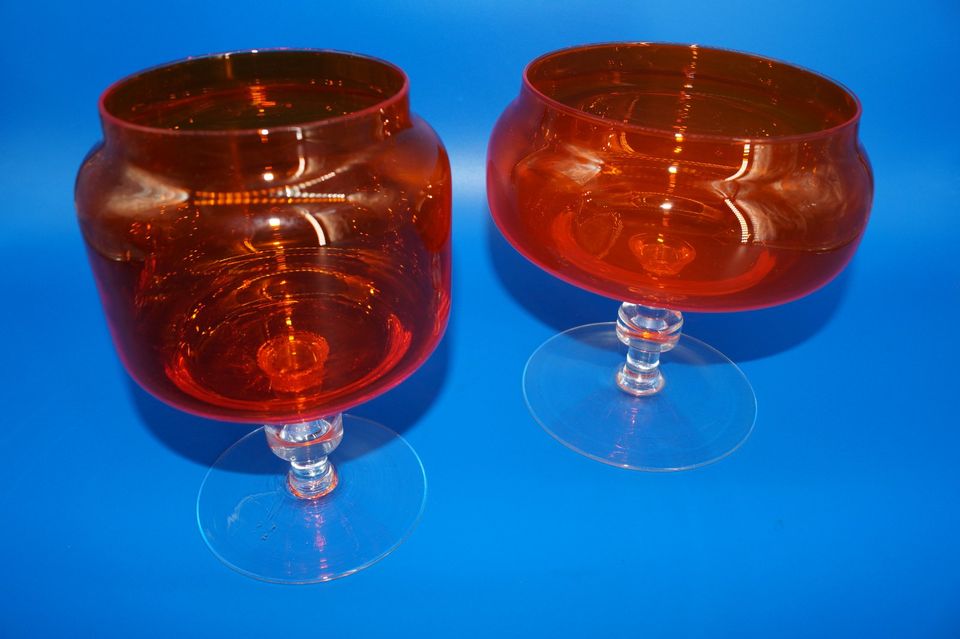 [9647] Orangenes Vintage Bar Set Retro Theke Glas 50er 60er in Hockenheim