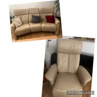 Himolla Stressless Trapez Couch Sessel Sofa creme Leder Relax Bayern - Rottach-Egern Vorschau