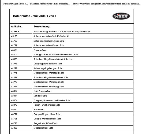 Werkstattwagen  VIGOR 1000 XL EDELStahlplatte  + 499TLG SORTIMENT in Köln